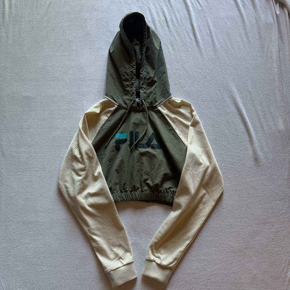 FILA Olive and Beige Women’s Cropped Pullover - Size M
